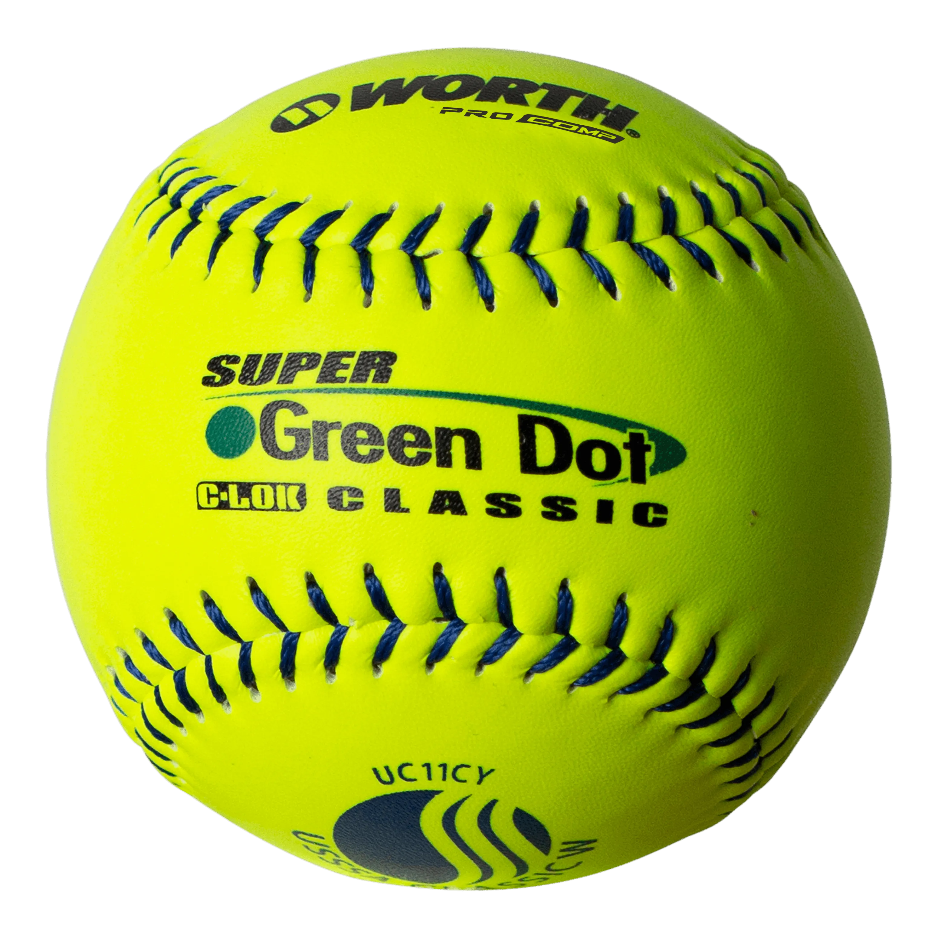 Worth 11" USSSA Super Green Dot Classic W Composite Softballs (Dozen): UC11CY