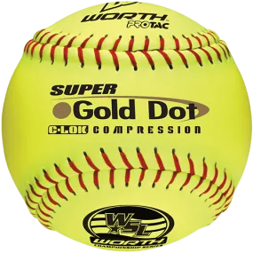 Worth 12" Super Gold Dot WSL Slowpitch Softballs (Dozen): YS44WSLS