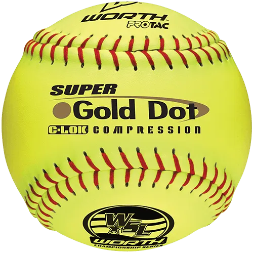 Worth 12" Super Gold Dot WSL Slowpitch Softballs (Dozen): YS44WSLS