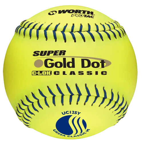 Worth 12" USSSA Super Gold Dot Classic M Softballs (Dozen): UC12SY