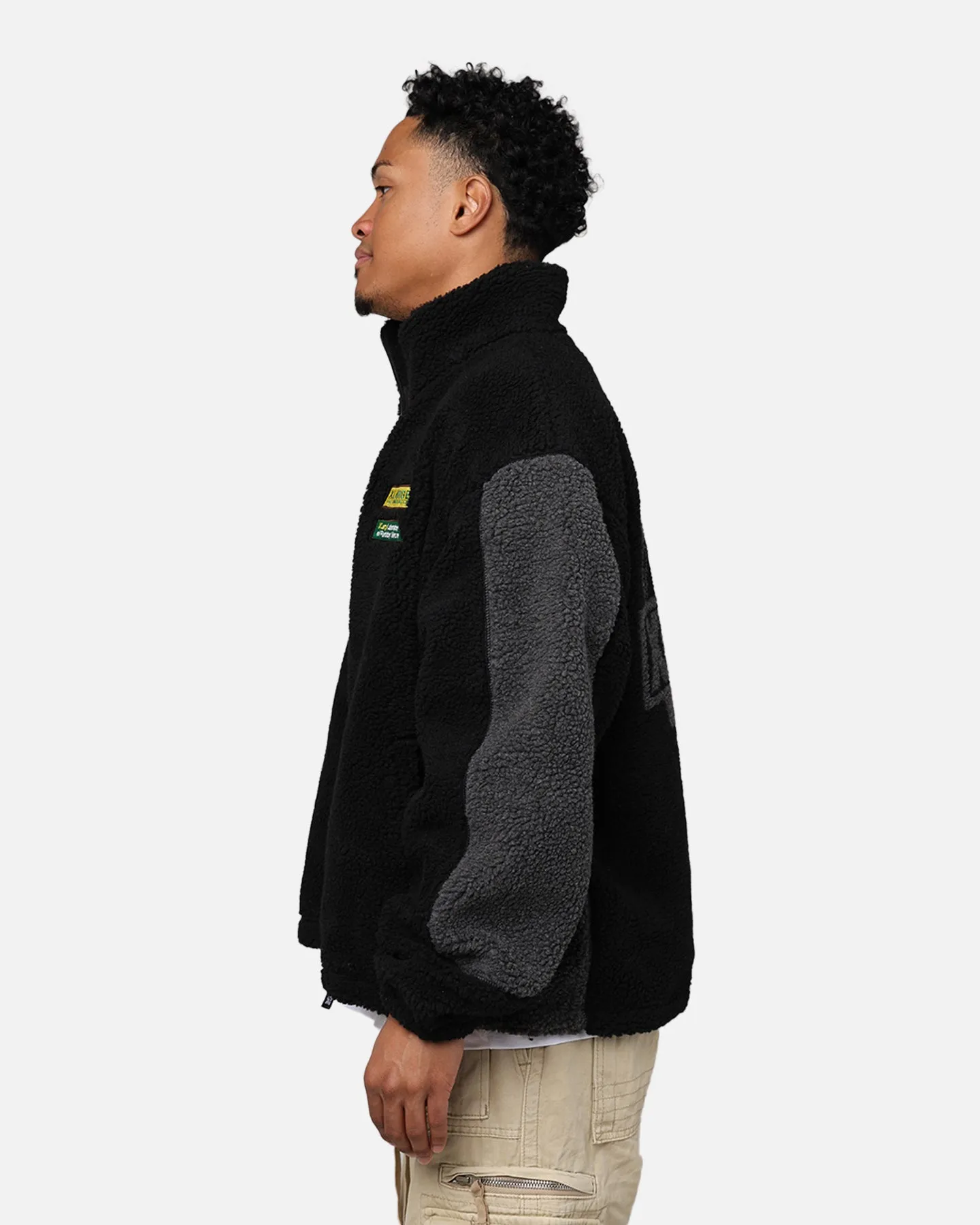 X-Large Panelled Boa Fleece Jacket Black