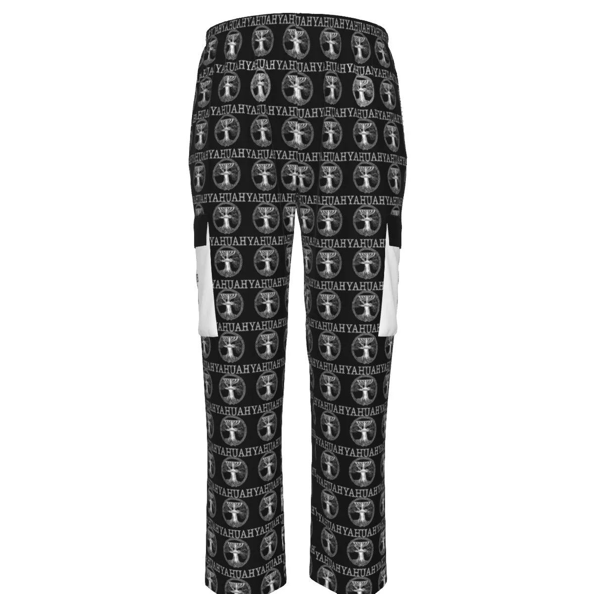 Yahuah-Tree of Life 02-06 Yin Yang Men's Designer Open Bottom Cargo Sweatpants