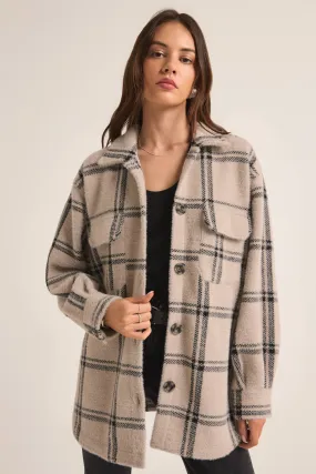 Z SUPPLY - PLAID TUCKER JACKET CRYSTAL GREY