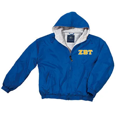 Zeta Beta Tau Greek Fleece Lined Full Zip Jacket w/ Hood - Charles River 9921 - TWILL